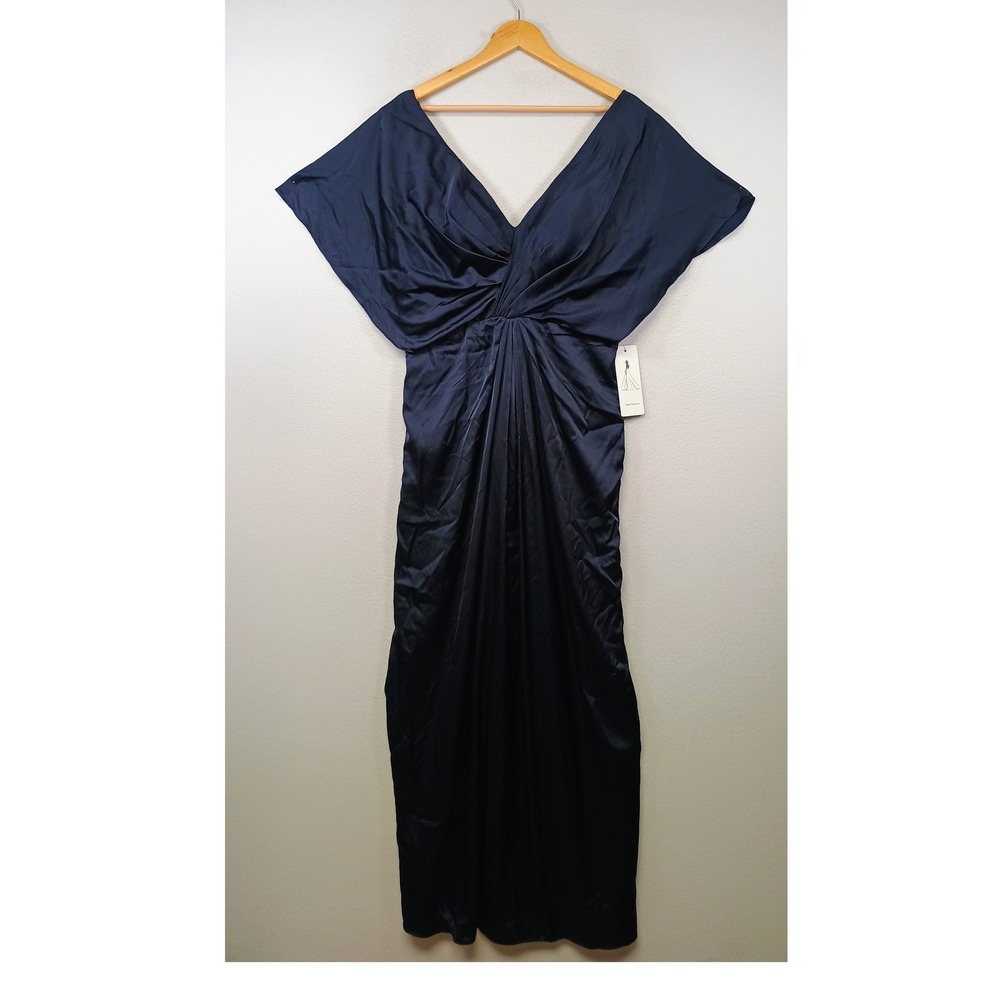 Old Hollywood Wear Your Love Womens Med Satin Corset Back Flutter Sleeve Dress